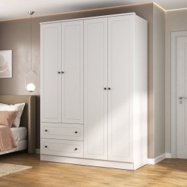 Roupeiro Fort 4 Portas 100%MDF Branco-Mambel