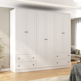 Roupeiro Fort 6 Portas 100%MDF Branco-Mambel