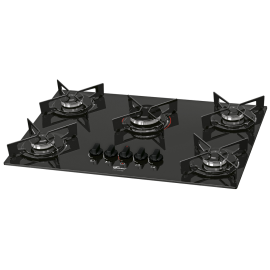  Cooktop Fischer 5 Queimadores Fit Line Gas Mesa Vidro Preto