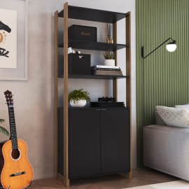 Estante EY202 2 Portas Mel/Preto-Nova Mobile